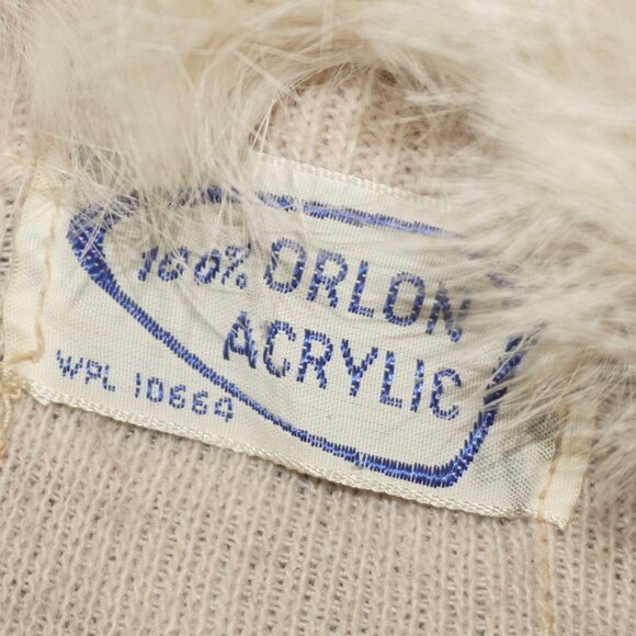 Vintage 50's Lace Fur Collar Cardigan Sweater - Picture 5 of 7